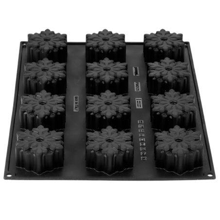 PX43125 Fiocco di neve Pavoni - śnieżynki - forma silikonowa do deserów - śr. 75 x wys. 35 mm / poj. 110 ml x 12 porcji