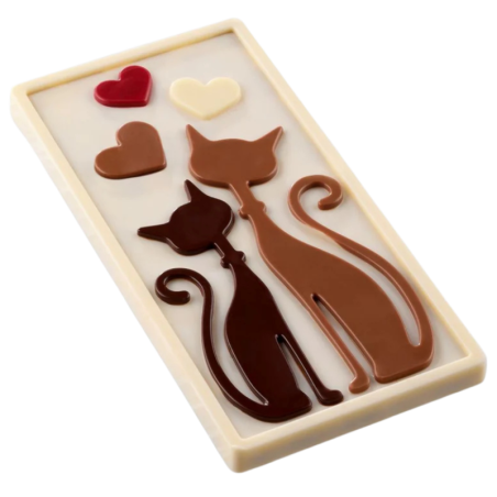 PC5080 Minou Pavoni Italia - forma do walentynkowych tabliczek czekolady - koty - dł. 154 x szer. 77 x wys. 9 mm / poj. 100 g