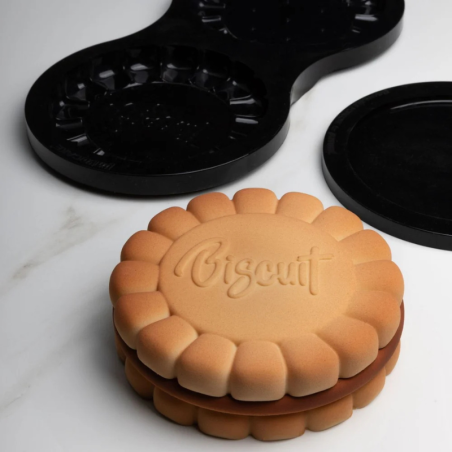 KE111 Biscuit Pavoni - zestaw form silikonowych do tortu w kształcie ciasteczka z kremem - śr. 160 x wys. 52 mm / poj. 920 ml