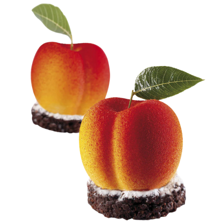 PX4331 Brzoskwinia i wiśnia - forma silikonowa w kształcie owoców - dł. 58 x szer. 53 x wys. 46 mm / poj. 90 ml x 20 porcji