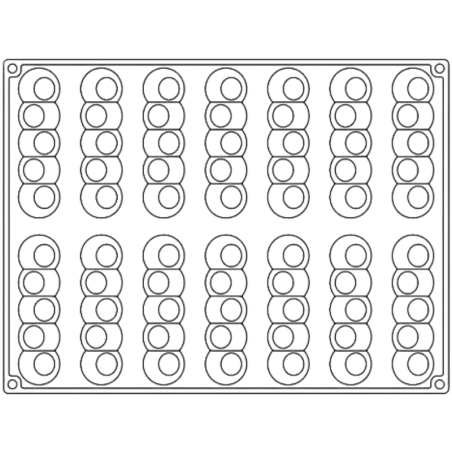 PX4352 Pelota Pavoni - zestaw forma silikonowa z wykrojnikiem - dł. 130 x szer. 32 x wys. 28 mm / poj. 90 ml x 14 porcji