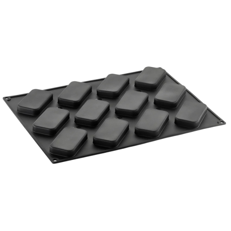 PX4337S Rettangular Pavoni - zestaw forma silikonowa z wykrojnikiem - dł. 92 x szer. 50 x wys. 15 mm / poj. 67 ml x 12 porcji