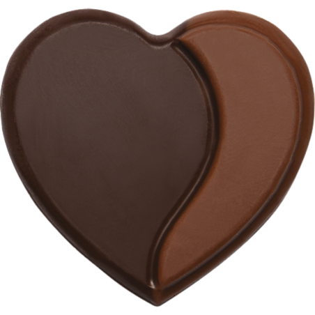 240 szt. SERCE DUO 33829 BARBARA DECOR walentynkowa dekoracja z dwóch rodzajów czekolady dł. 34 mm