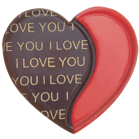 240 szt. SERCE I LOVE YOU 33899 BARBARA DECOR walentynkowa dekoracja czekoladowa - dwukolorowe serce dł. 34 mm