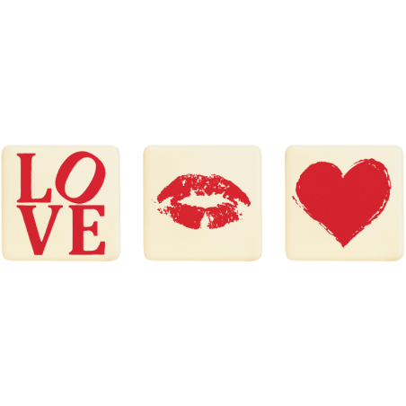 210 szt. TY I JA 33900 BARBARA DECOR dekoracyjny zestaw walentynkowych plakietek z białej czekolady 35 x 35 mm