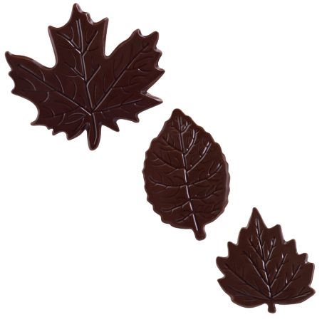 216 szt. ZESTAW LISTKI CIEMNE 33992 BARBARA DECOR dekoracja z ciemnej czekolady 30 x 45 mm