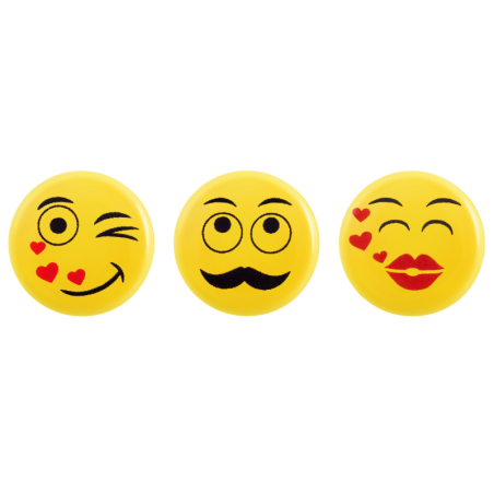 378 szt. ZESTAW ŻÓŁTYCH EMOTICON CRAZY IN LOVE dekoracja z białej czekolady ∅ 30 mm 33989 Barbara Decor