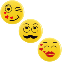 378 szt. ZESTAW ŻÓŁTYCH EMOTICON CRAZY IN LOVE dekoracja z białej czekolady ∅ 30 mm 33989 Barbara Decor