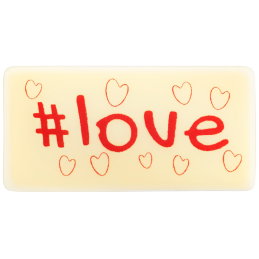 159 szt. HASZTAG LOVE 33730 BARBARA DECOR walentynkowa plakietka z białej czekolady z nadrukiem - 20 x 40 mm