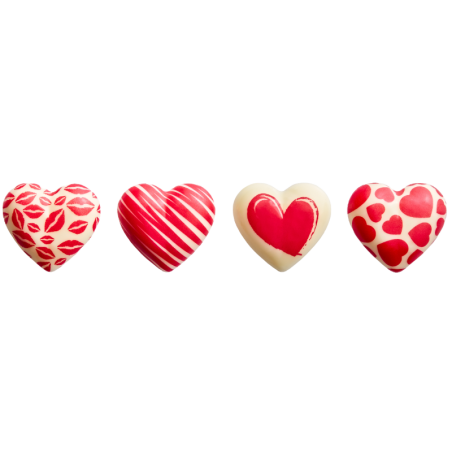 224 szt. SERCA LOVISSIMO 33998 BARBARA DECOR walentynkowa dekoracja z białej czekolady z nadrukiem - 30 x 27 mm