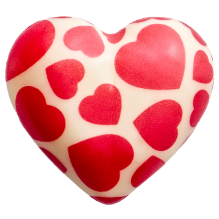 224 szt. SERCA LOVISSIMO 33998 BARBARA DECOR walentynkowa dekoracja z białej czekolady z nadrukiem - 30 x 27 mm