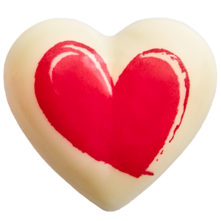 224 szt. SERCA LOVISSIMO 33998 BARBARA DECOR walentynkowa dekoracja z białej czekolady z nadrukiem - 30 x 27 mm