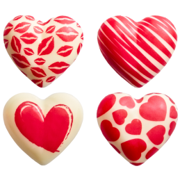 224 szt. SERCA LOVISSIMO 33998 BARBARA DECOR walentynkowa dekoracja z białej czekolady z nadrukiem - 30 x 27 mm