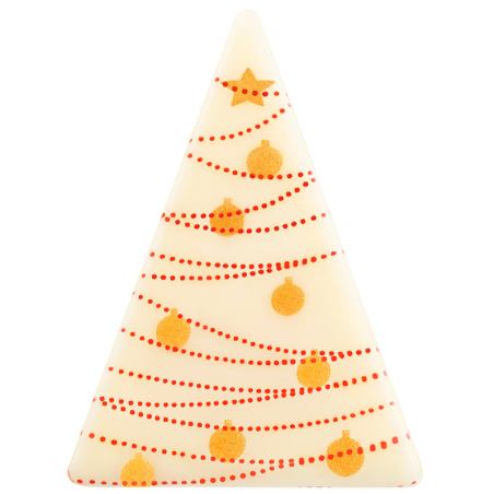 252 szt. CHOINKI BIAŁE Z NADRUKIEM 33991 BARBARA DECOR dekoracja z białej czekolady dł. 48 mm