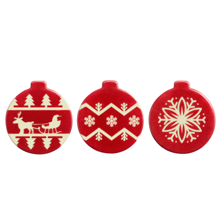 189 szt. CZERWONE BOMBKI 33745 BARBARA DECOR bożonarodzeniowa dekoracja z białej czekolady 29 x 32 mm