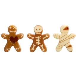 op. 135 szt. Czekoladowe Mumie zestaw na Halloween - 33767 Barbara Decor - dekoracje z białej czekolady - dł. 36 mm
