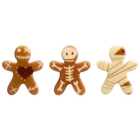 op. 135 szt. Czekoladowe Mumie zestaw na Halloween - 33767 Barbara Decor - dekoracje z białej czekolady - dł. 36 mm