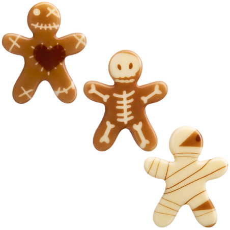 op. 135 szt. Czekoladowe Mumie zestaw na Halloween - 33767 Barbara Decor - dekoracje z białej czekolady - dł. 36 mm