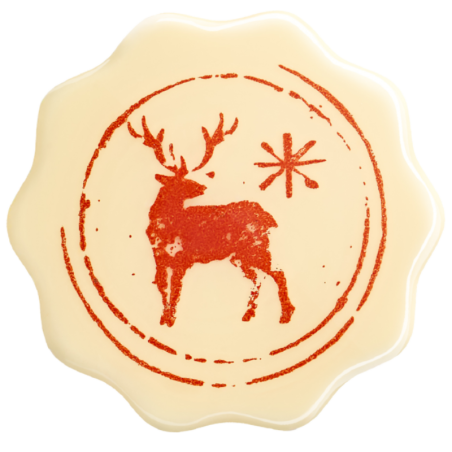 op. 105 szt. Świąteczne Znaczki - 33770 Barbara Decor - gotowe dekoracje z białej czekolady - dł. 37 mm