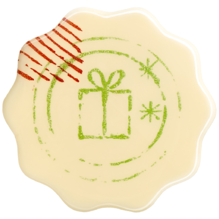 op. 105 szt. Świąteczne Znaczki - 33770 Barbara Decor - gotowe dekoracje z białej czekolady - dł. 37 mm