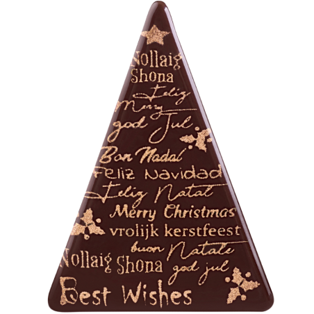 252 szt. CHOINKI ZE ZŁOTYM NADRUKIEM 33990 BARBARA DECOR dekoracja z ciemnej czekolady dł. 48 mm