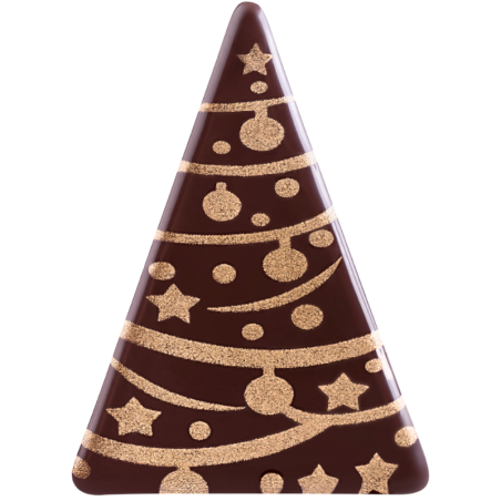 252 szt. CHOINKI ZE ZŁOTYM NADRUKIEM 33990 BARBARA DECOR dekoracja z ciemnej czekolady dł. 48 mm