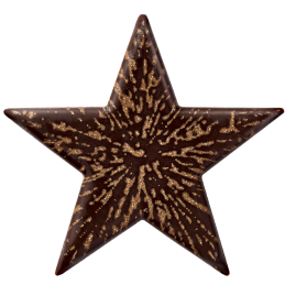 op. 288 szt. Złota gwiazdka z ciemnej czekolady - 33769 Barbara Decor - świąteczne dekoracje czekoladowe - dł. 37 mm