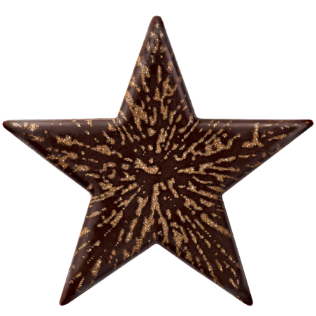 op. 288 szt. Złota gwiazdka z ciemnej czekolady - 33769 Barbara Decor - świąteczne dekoracje czekoladowe - dł. 37 mm
