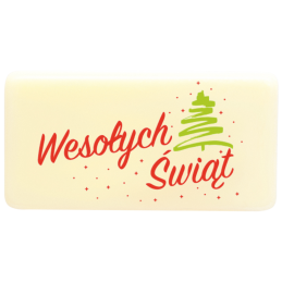 318 szt. PLAKIETKA "WESOŁYCH ŚWIĄT" 33723 BARBARA DECOR dekoracja czekoladowa 20 x 40 mm