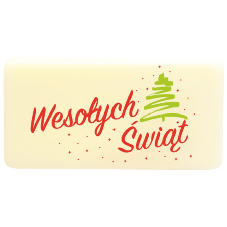 318 szt. PLAKIETKA "WESOŁYCH ŚWIĄT" 33723 BARBARA DECOR dekoracja czekoladowa 20 x 40 mm