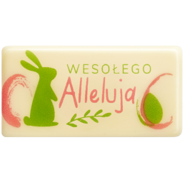 op. 318 szt. Wesołego Alleluja - 33757 Barbara Decor - plakietka z białej czekolady z wielkanocnym nadrukiem - wym. 20 x 40 mm