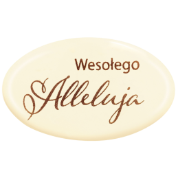 330 szt. WESOŁEGO ALLELUJA 33970 BARBARA DECOR wielkanocna dekoracja z białej czekolady 24 x 40 mm