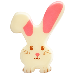 135 szt. KRÓLICZEK 33747 BARBARA DECOR uroczy króliczek z białej czekolady z różowymi uszami 29 x 38 mm