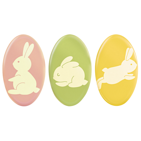 165 szt. KOLOROWE ZAJĄCE 33964 BARBARA DECOR wielkanocna dekoracja z białej czekolady 24 x 40 mm