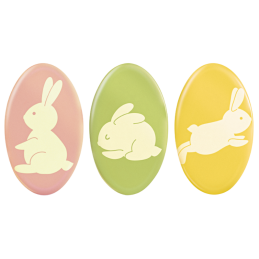 165 szt. KOLOROWE ZAJĄCE 33964 BARBARA DECOR wielkanocna dekoracja z białej czekolady 24 x 40 mm