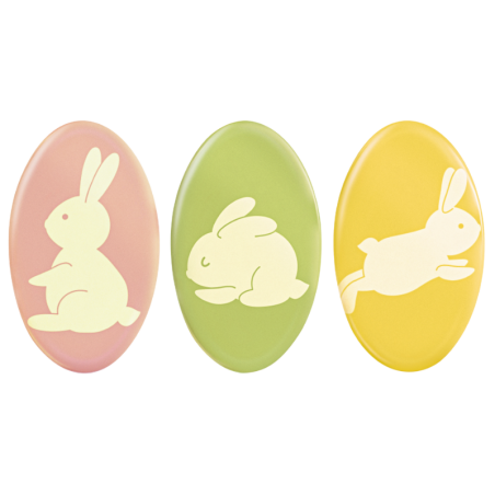 165 szt. KOLOROWE ZAJĄCE 33964 BARBARA DECOR wielkanocna dekoracja z białej czekolady 24 x 40 mm