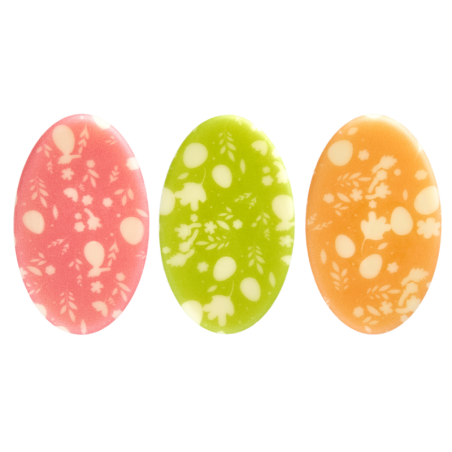 op. 165 szt. Wiosenne Pisanki 33754 Barbara Decor - zestaw wielkanocnych dekoracji z białej czekolady - wym. 24 x 40 mm