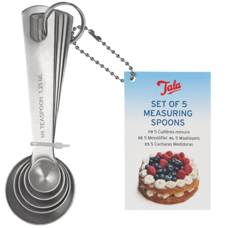 op. 5 szt.  Zestaw miarek kuchennych - stalowe łyżki do odmierzania produktów - pojemność od 1.25 do 15 ml