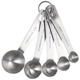 op. 5 szt.  Zestaw miarek kuchennych - stalowe łyżki do odmierzania produktów - pojemność od 1.25 do 15 ml