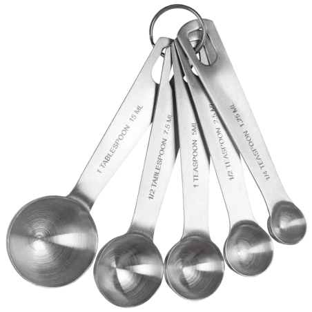 op. 5 szt.  Zestaw miarek kuchennych - stalowe łyżki do odmierzania produktów - pojemność od 1.25 do 15 ml