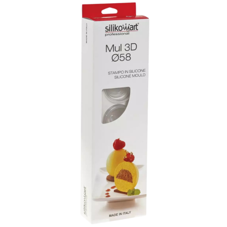 MUL3D 58 Silikomart - zestaw do trójwymiarowych monoporcji i deserów - kula - śr. 58 mm / poj. 102 ml x 5 porcji