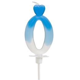 "0" ŚWIECZKA BIAŁO-NIEBIESKA NA TORT 764900 ROSEDECOR wysokość 6,5 cm