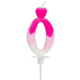 "0" ŚWIECZKA BIAŁO-RÓŻOWA NA TORT 764000 ROSEDECOR wysokość 6,5 cm