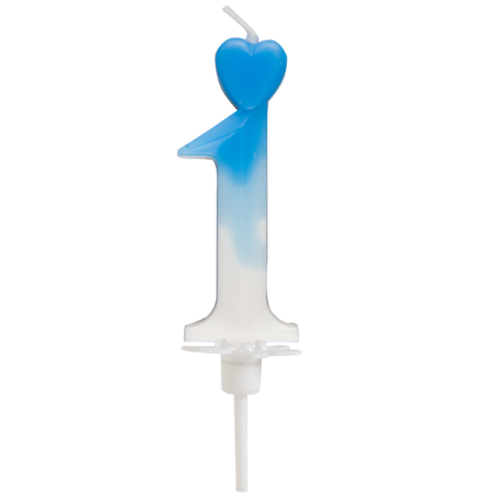 "1" ŚWIECZKA BIAŁO-NIEBIESKA NA TORT 764901 ROSEDECOR wysokość 6,5 cm