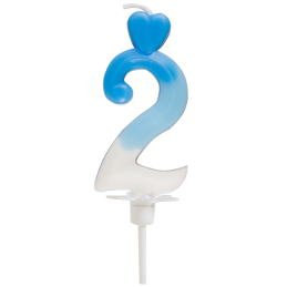 "2" ŚWIECZKA BIAŁO-NIEBIESKA NA TORT 764902 ROSEDECOR wysokość 6,5 cm