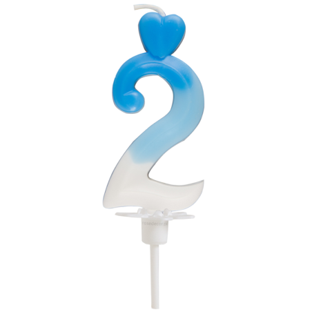 "2" ŚWIECZKA BIAŁO-NIEBIESKA NA TORT 764902 ROSEDECOR wysokość 6,5 cm