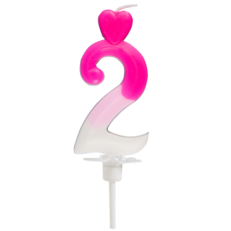 "2" ŚWIECZKA BIAŁO-RÓŻOWA NA TORT 764002 ROSEDECOR wysokość 6,5 cm