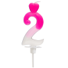 Cyfra 2 - różowa świeczka urodzinowa do tortu - dł. 65 mm - nr. kat. 764002 Daisy Decor
