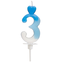 "3" ŚWIECZKA BIAŁO-NIEBIESKA NA TORT 764903 ROSEDECOR wysokość 6,5 cm