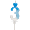 "3" ŚWIECZKA BIAŁO-NIEBIESKA NA TORT 764903 ROSEDECOR wysokość 6,5 cm